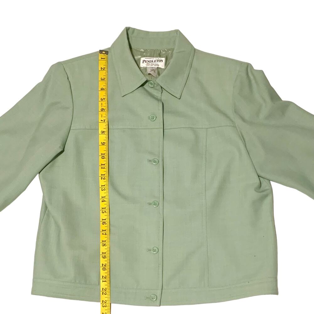 Pendleton Wool Jacket Blazer Button Cropped Green… - image 2